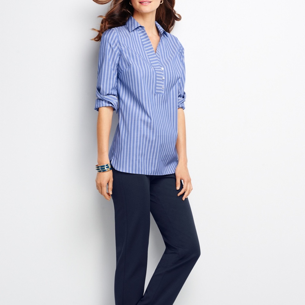 Lands End No Iron Supima Cotton Shirt sz 8